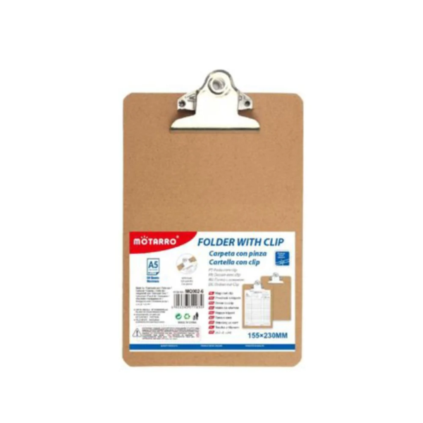 Πινακίδα 155x230mm για Α5 με Πιάστρα από Χαρτόνι Motarro MQ002-6