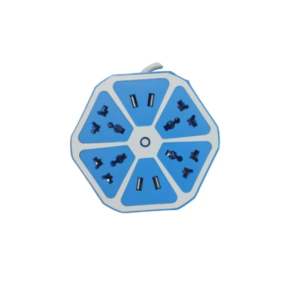 Πολύπριζο σε σχήμα φρούτου USB hexagon Socket Jiageng JG23192 - μπλε