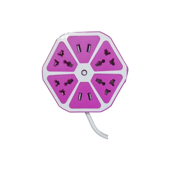 Πολύπριζο σε σχήμα φρούτου USB hexagon Socket Jiageng JG23192 - μωβ