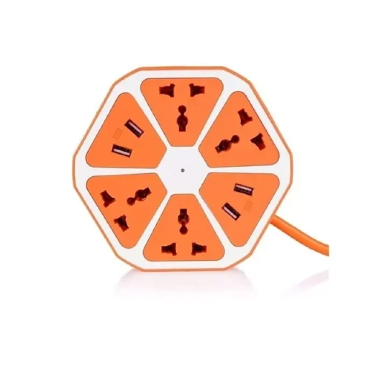 Πολύπριζο σε σχήμα φρούτου USB hexagon Socket Jiageng JG23192 - πορτοκαλί
