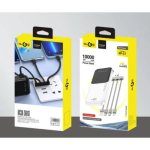 Powerbank 10000mAh με 4 Αποσπώμενα Καλώδια KLGO KP-37 Λευκό