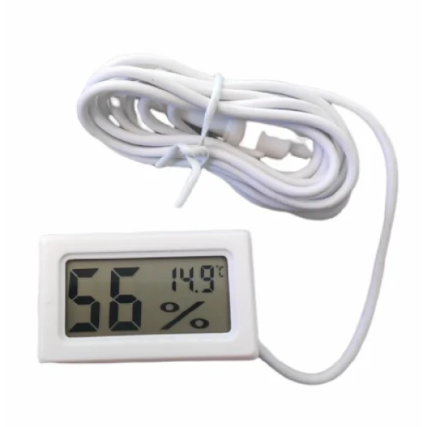 Ψηφιακό θερμόμετρο/υγρασιόμετρο με Οθόνη LCD & Αισθητήρα Θερμοκρασίας Λευκό