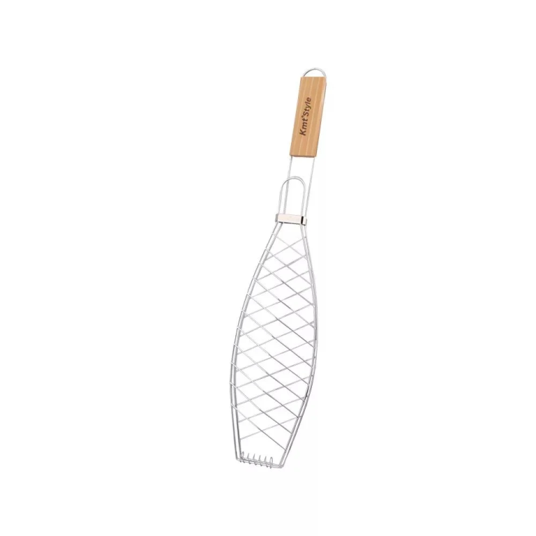 Σχάρα Ψησίματος Ψαριού Barbeque Μεταλλική 31x11.5cm με Ξύλινη Λαβή