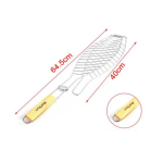 Σχάρα Ψησίματος Ψαριού Barbeque Μεταλλική 64.5x40cm με Ξύλινη Λαβή