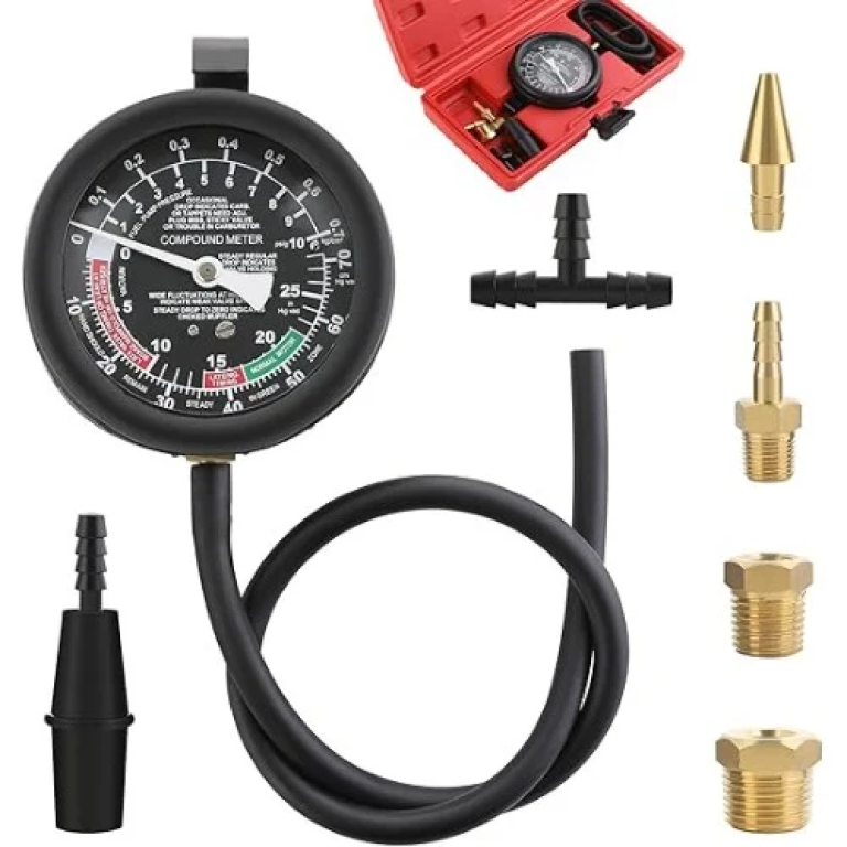 Σετ Αντλίας Καυσίμου και Κενού με Μανόμετρο και Ελαστικό Σωλήνα σε Βαλιτσάκι μεταφοράς