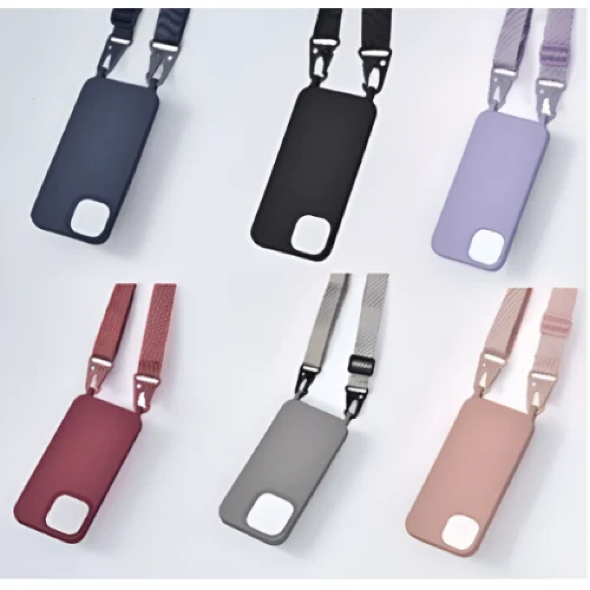 Θήκη Σιλικόνης με Strap για iPhone 15 MagSafe Λιλά