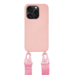 Θήκη Σιλικόνης με Strap για iPhone 15 MagSafe Ροζ