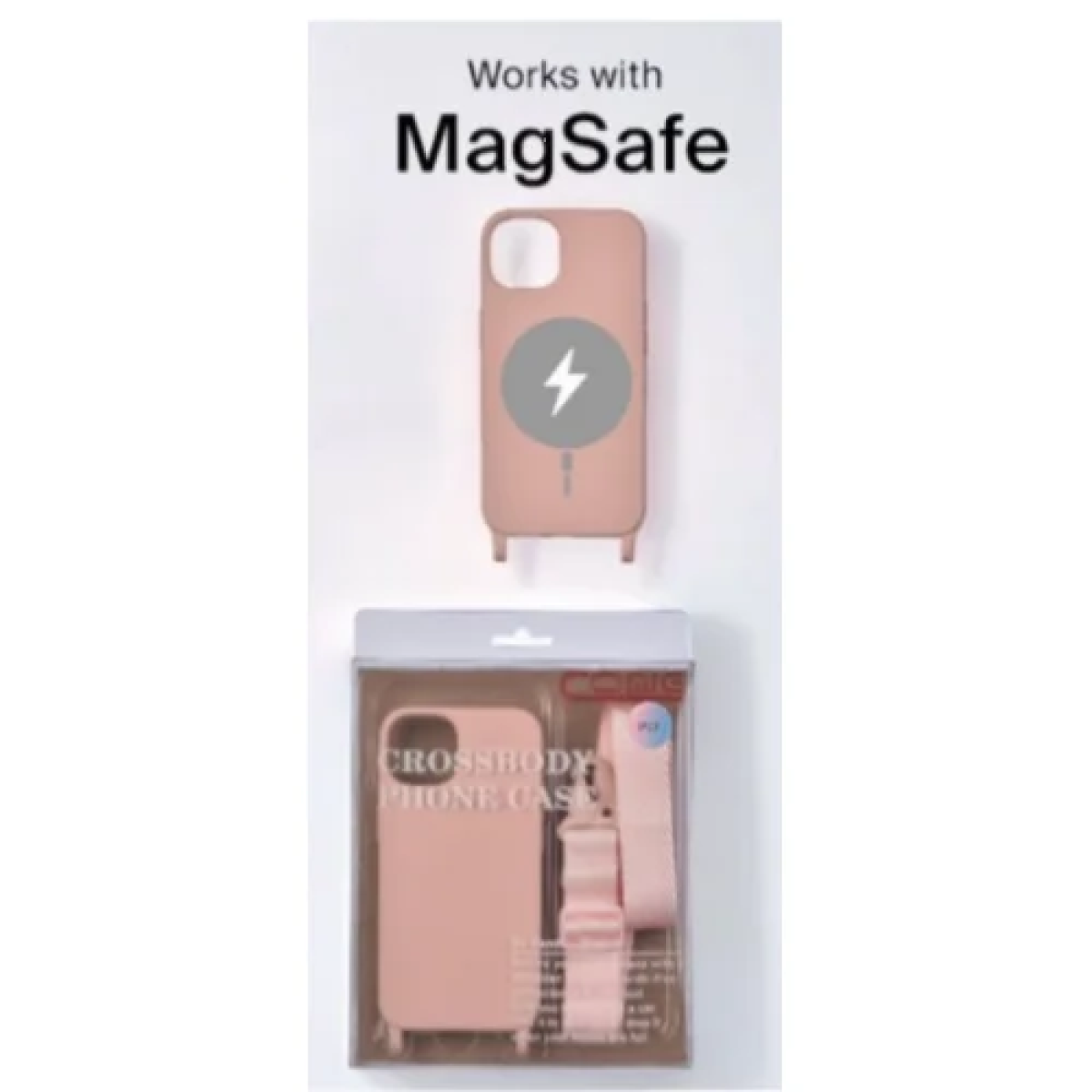 Θήκη Σιλικόνης με Strap για iPhone 15 MagSafe Λιλά