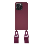 Θήκη Σιλικόνης με Strap για iPhone 15 Pro Max MagSafe Μπορντό