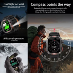 TKY-M5 Bluetooth Smartwatch Αδιάβροχο με Έγχρωμη Οθόνη Αφής, Παλμογράφο, Οξύμετρο, Πυξίδα & Παρακολούθηση Ύπνου Μαύρο