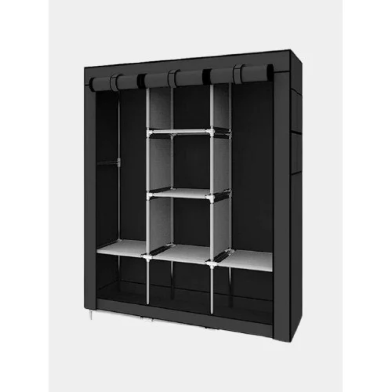 Τριπλή Υφασμάτινη Ντουλάπα Με 14 Ράφια 130x45x175cm 88130 - Γκρι