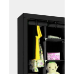 Τριπλή Υφασμάτινη Ντουλάπα Με 14 Ράφια 130x45x175cm 88130 - Μαύρο