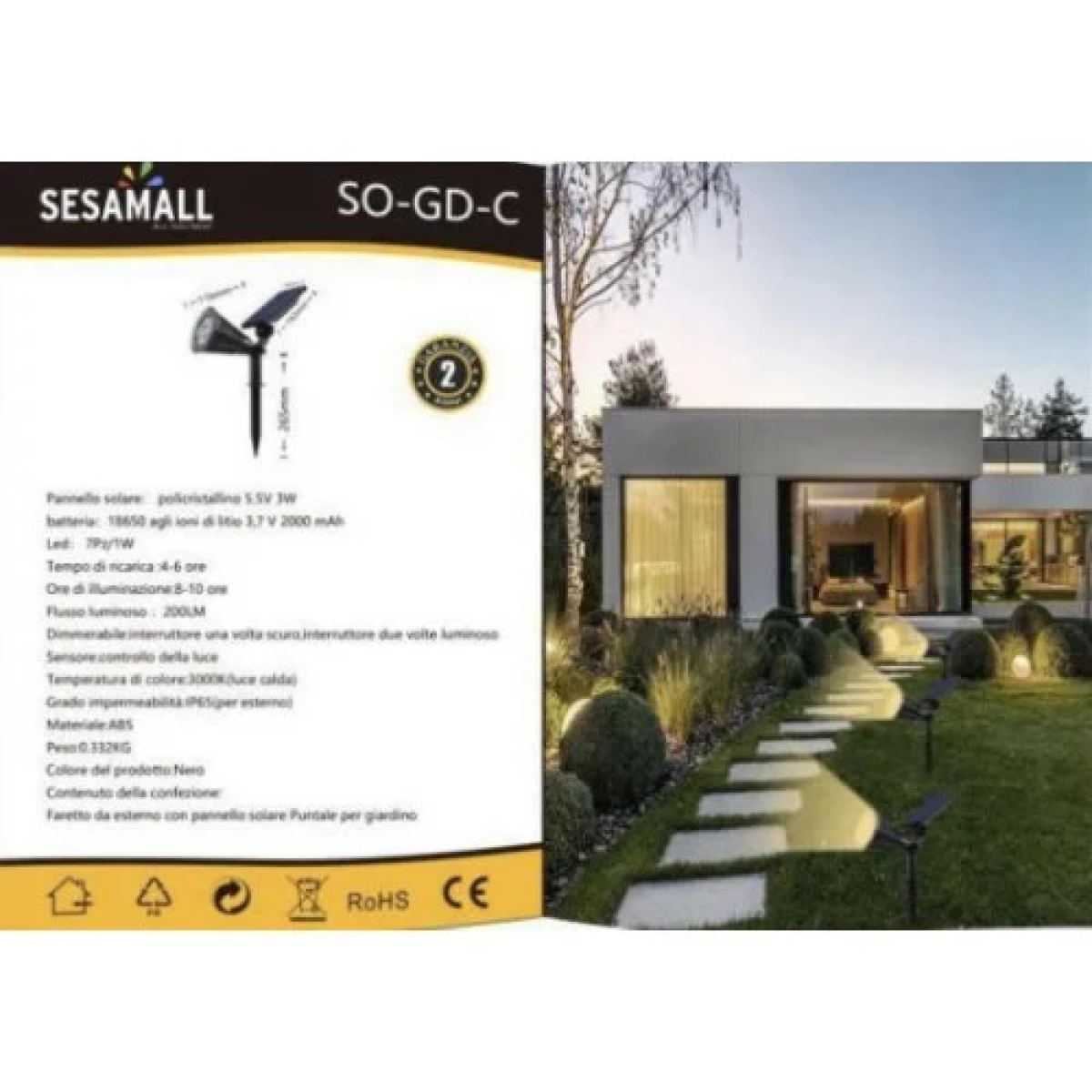 UNIVERSO Στεγανό Φωτιστικό Led Καρφωτό 3W IP65 3000K 200lm SO-GD-C