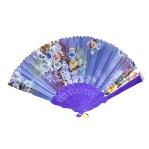 Βεντάλια Χειρός 45x24cm με σχέδιο Λουλούδια 86187 Μωβ