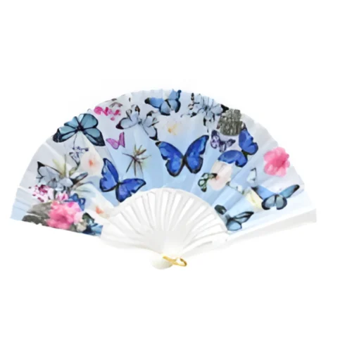 Βεντάλια Χειρός 45x24cm με σχέδιο Πεταλούδες & Λουλούδια 86185