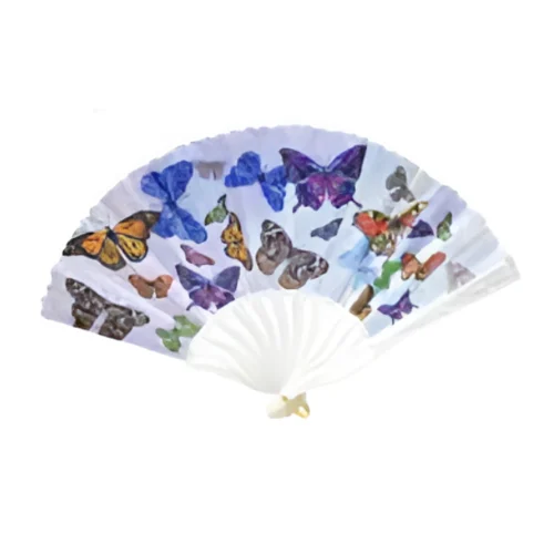 Βεντάλια Χειρός 45x24cm με σχέδιο Πεταλούδες & Λουλούδια 86185