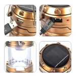 X-Balog LED Φωτιστικό - Φανάρι Ηλιακό Επαναφορτιζόμενο USB BL-5800 Χρυσό