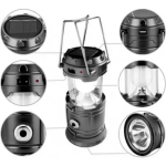 X-Balog LED Φωτιστικό - Φανάρι Ηλιακό Επαναφορτιζόμενο USB BL-5800 Μαύρο