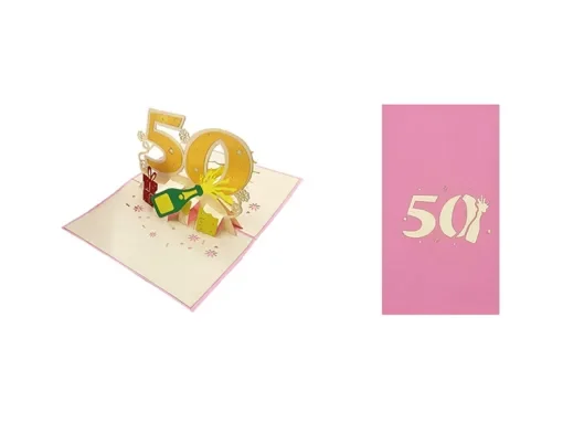 ORIGAMI Ευχετήρια Κάρτα 3D Γενεθλίων 50 Χρονών Ροζ ORSU4199