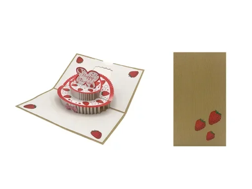 ORIGAMI Ευχετήρια Κάρτα 3D Τούρτα Φράουλα ORSU4203