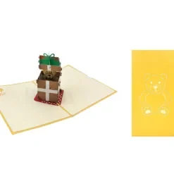 ORIGAMI Ευχετήρια Κάρτα 3D Αρκουδάκι σε Κουτί Δώρου ORSU3607