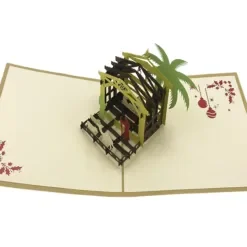 ORIGAMI Ευχετήρια Κάρτα 3D Χριστουγεννιάτικη Φάτνη ORSU3638