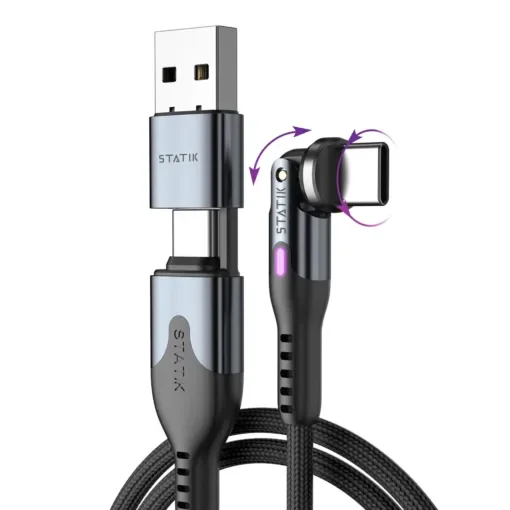 STATIK Καλώδιο Φόρτισης USB-A/Type C σε Type C Περιστρεφόμενη