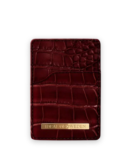 IDEAL OF SWEDEN Magnetic Card Holder Claret Croco IDMCH-DC-83