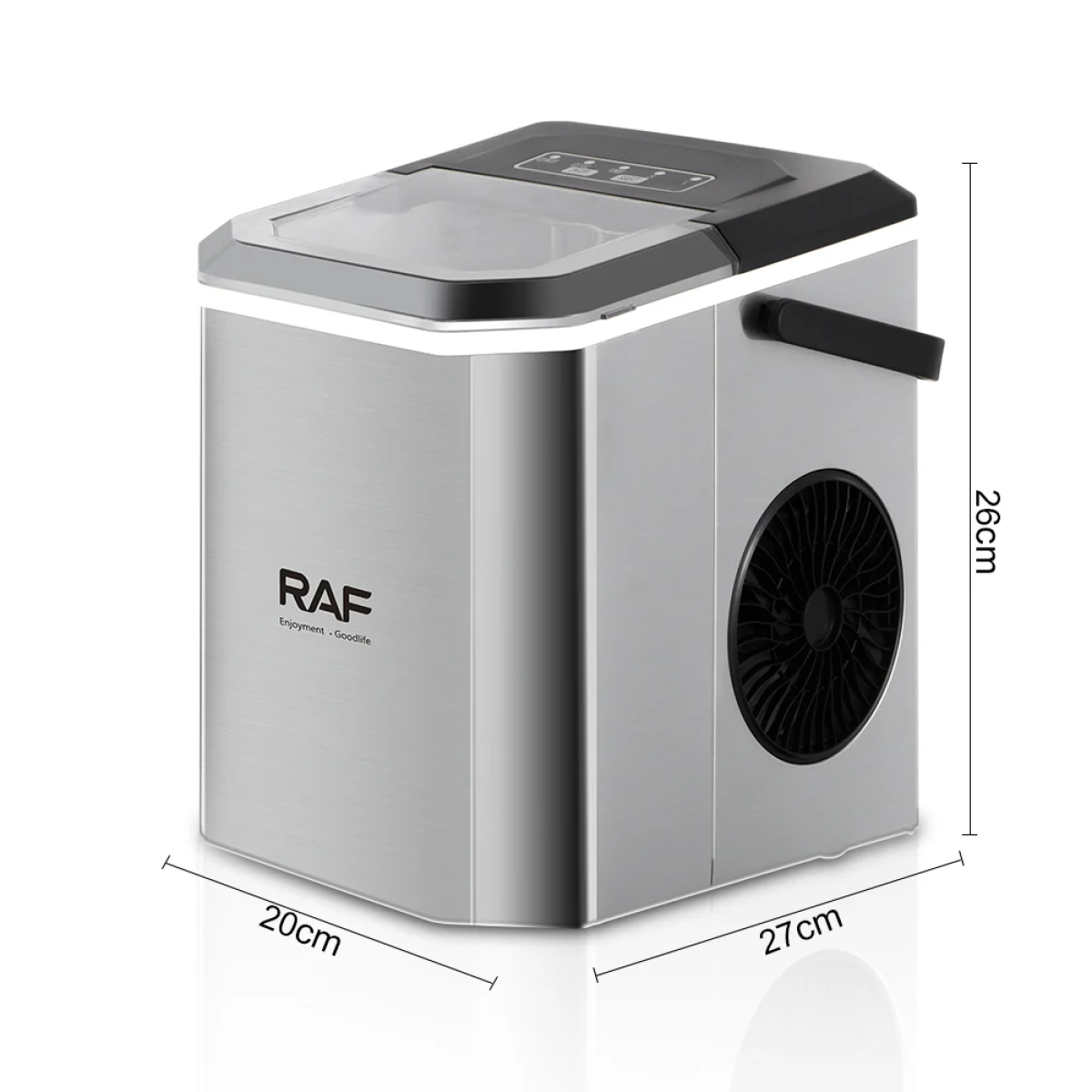 Παγομηχανή RAF R.0300 Επιτραπέζια, 95W, Ρυθμιζόμενο Μέγεθος Παγοκύβων - Ασημί