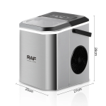 Παγομηχανή RAF R.0300 Επιτραπέζια, 95W, Ρυθμιζόμενο Μέγεθος Παγοκύβων - Ασημί