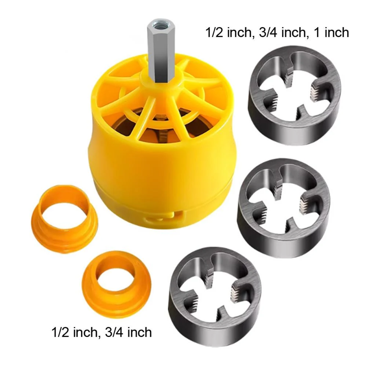 Κιτ Σπειρώματος Σωλήνων PVC με Μήτρες 1/2", 3/4" και 1" – Στρογγυλό Εργαλείο Σπειρώματος