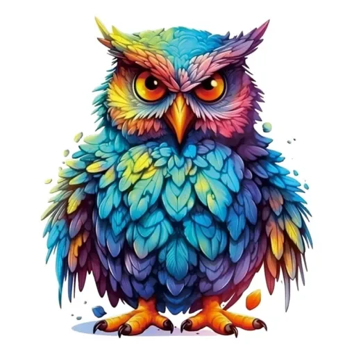 Quordlepuzzles Ξύλινο Puzzle Κουκουβάγια με Πολύχρωμα Φτερά LARGE 45x45cm 170-210 Κομμάτια T976-L(C)