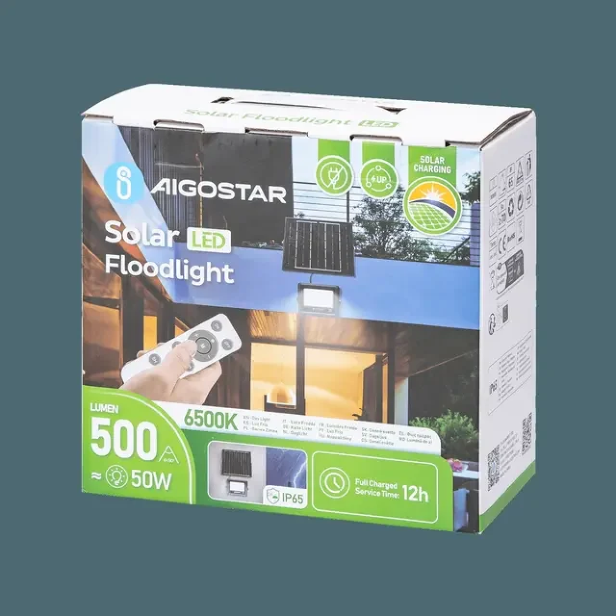 Aδιάβροχος Ηλιακός Προβολέας LED με Πάνελ 50W 500lm 6500K Aigostar