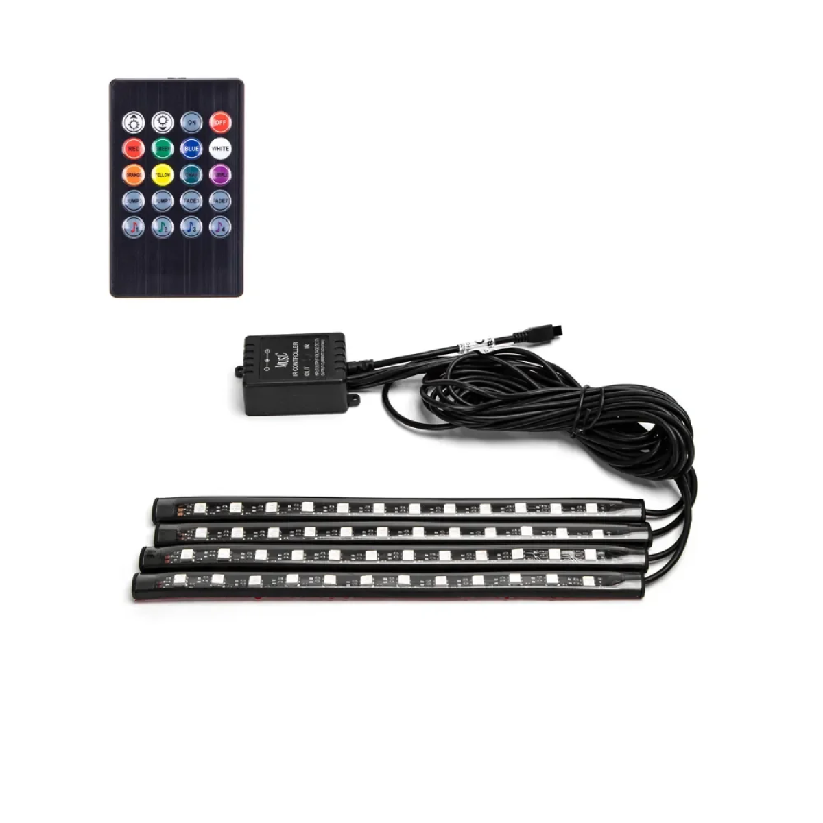 Ambient Car Light Εσωτερικός Φωτισμός Αυτοκινήτου με Έλεγχο μουσικής 4x0,225m 5050-12, USB-Powered, 20-Button Controller Aigostar