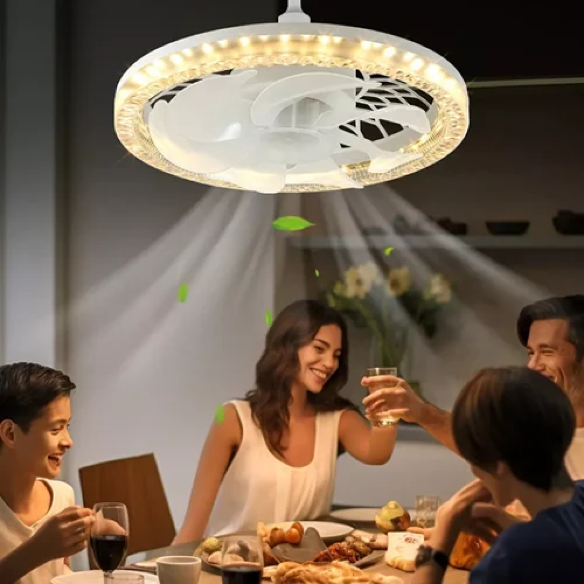 Ανεμιστήρας οροφής Ε27 με φωτιστικό 60W Rixme - λευκό - Image 2