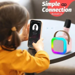 Λαμπάδα Ασύρματο Ηχείο Bluetooth με 2 μικρόφωνα Karaoke K12 Ροζ - Image 3