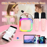 Λαμπάδα Ασύρματο Ηχείο Bluetooth με 2 μικρόφωνα Karaoke K12 Ροζ - Image 6