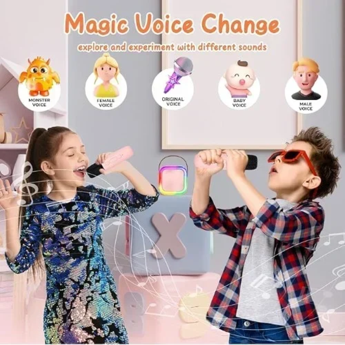 Λαμπάδα Ασύρματο Ηχείο Bluetooth με 2 μικρόφωνα Karaoke K12 Ροζ - Image 7