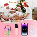 Λαμπάδα Ασύρματο Ηχείο Bluetooth με 2 μικρόφωνα Karaoke K12 Ροζ - Image 8
