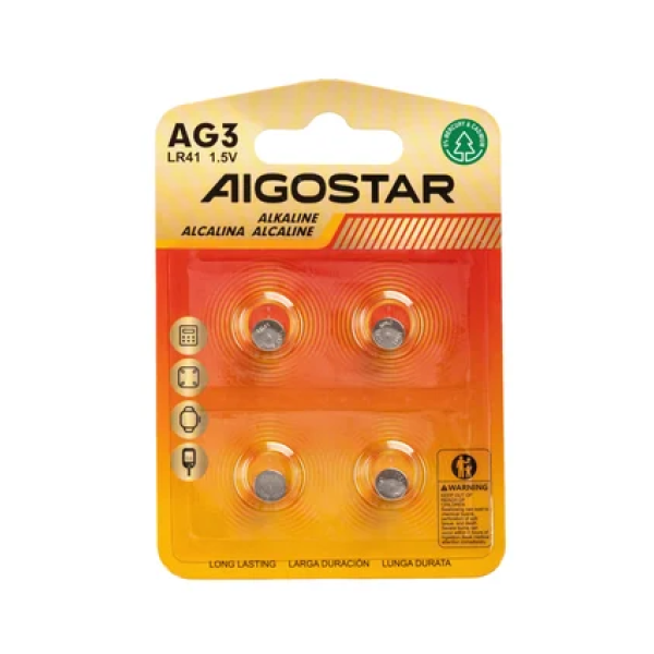 Μπαταρίες Κουμπί AG3 LR41 1,5V 4τμχ Aigostar