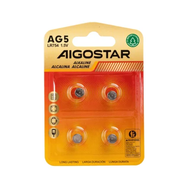 Μπαταρίες Κουμπί AG5 LR754 1,5V 4τμχ Aigostar