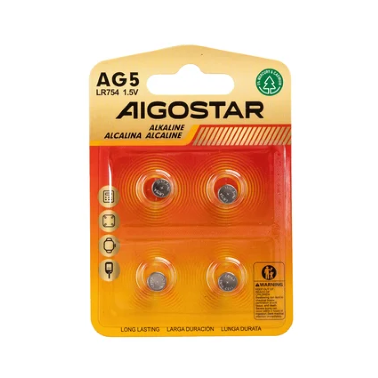 Μπαταρίες Κουμπί AG5 LR754 1,5V 4τμχ Aigostar