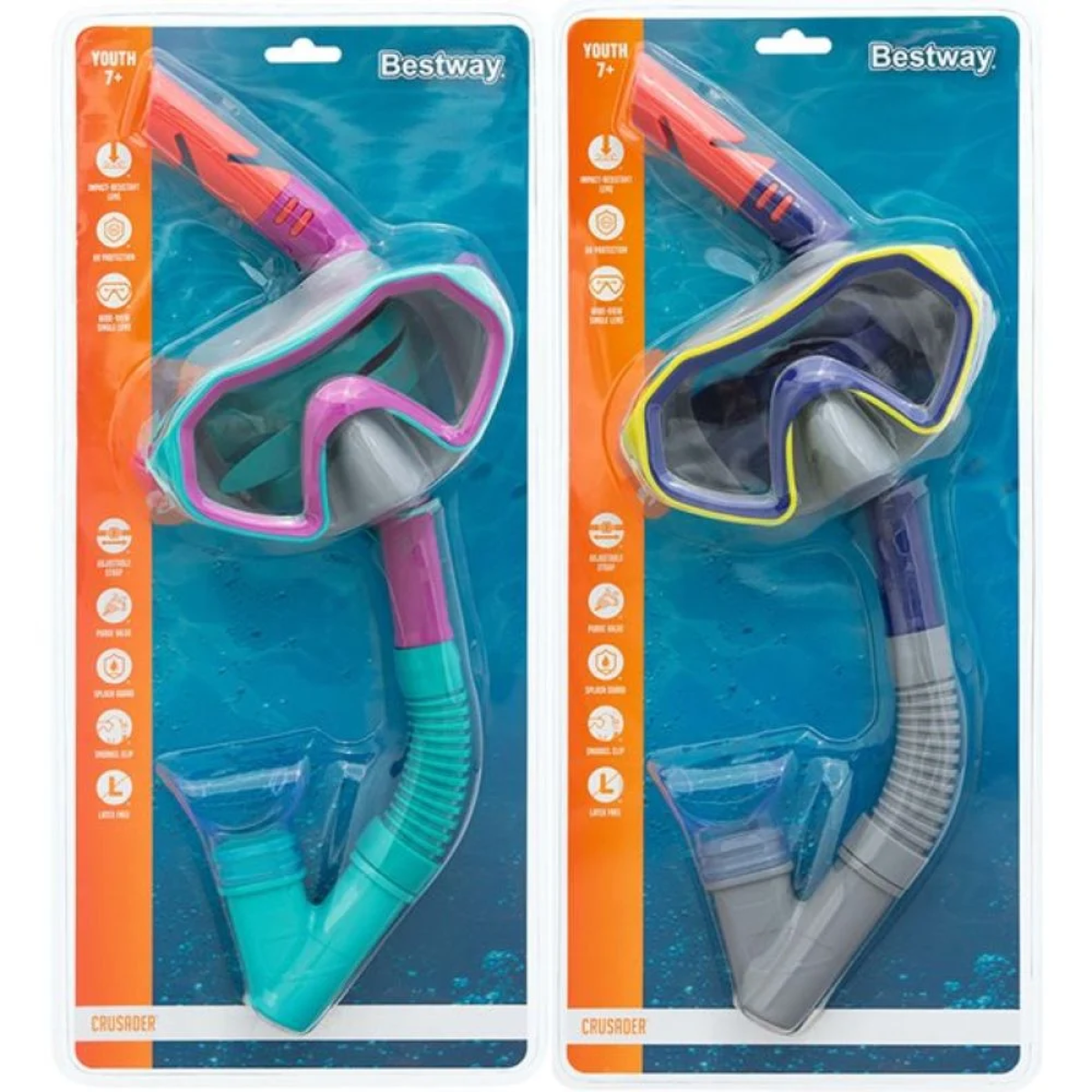 Bestway Μάσκα Θαλάσσης με Αναπνευστήρα Crusader Μπλε 24025