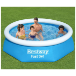 Bestway Στρογγυλή Φουσκωτή Πισίνα 244x244x61εκ. Fast Set Μπλε 57448