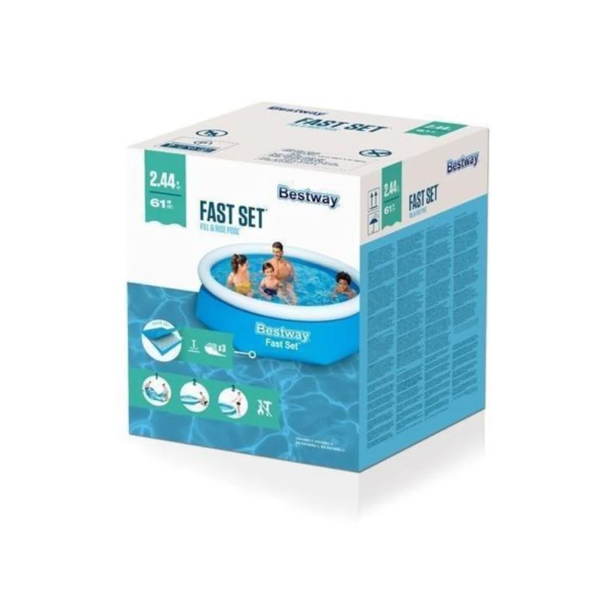 Bestway Στρογγυλή Φουσκωτή Πισίνα 244x244x61εκ. Fast Set Μπλε 57448