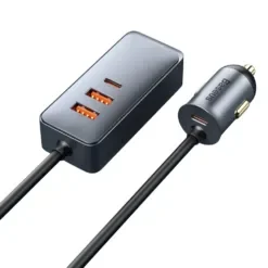 Baseus Φορτιστής Αυτοκινήτου Type C με Επέκταση 1.5m 2x USB-A 1x Type C 120W PPS QC PD Γκρι CCBT-A0G