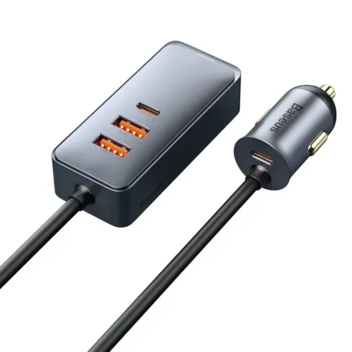 Baseus Φορτιστής Αυτοκινήτου Type C με Επέκταση 1.5m 2x USB-A 1x Type C 120W PPS QC PD Γκρι CCBT-A0G