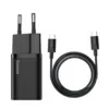 Baseus Φορτιστής Type C 25W με καλώδιο Type C 3A 1m Μαύρος Super Si QC TZCCSUP-L01