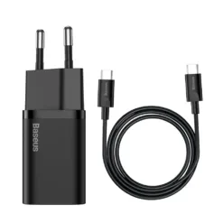 Baseus Φορτιστής Type C 25W με καλώδιο Type C 3A 1m Μαύρος Super Si QC TZCCSUP-L01