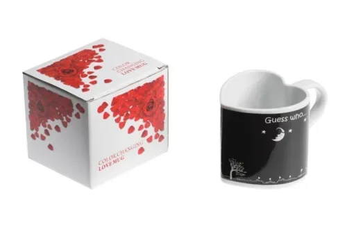 Gadget Master Heat Change Κούπα Κεραμική σε Σχήμα Καρδιάς Guess who loves you 330ml